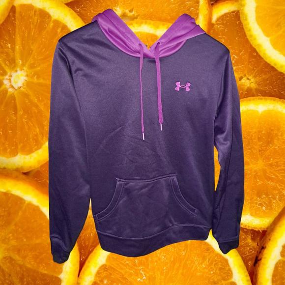 Under Armour Tops - Under Armour 2 Tone‎ Purple Hooded Sweatshirt with Front Logo Size Small